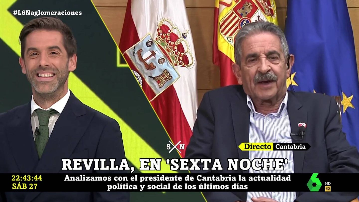 El presentador y Revilla, en 'La Sexta noche'. (Atresmedia).