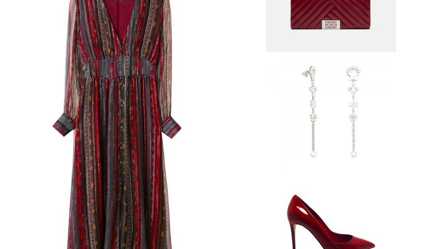 Desgranamos pieza a pieza su look: vestido de Intropia, clutch de Carolina Herrera, pendientes de Tous y salones de Dolce & Gabbana.