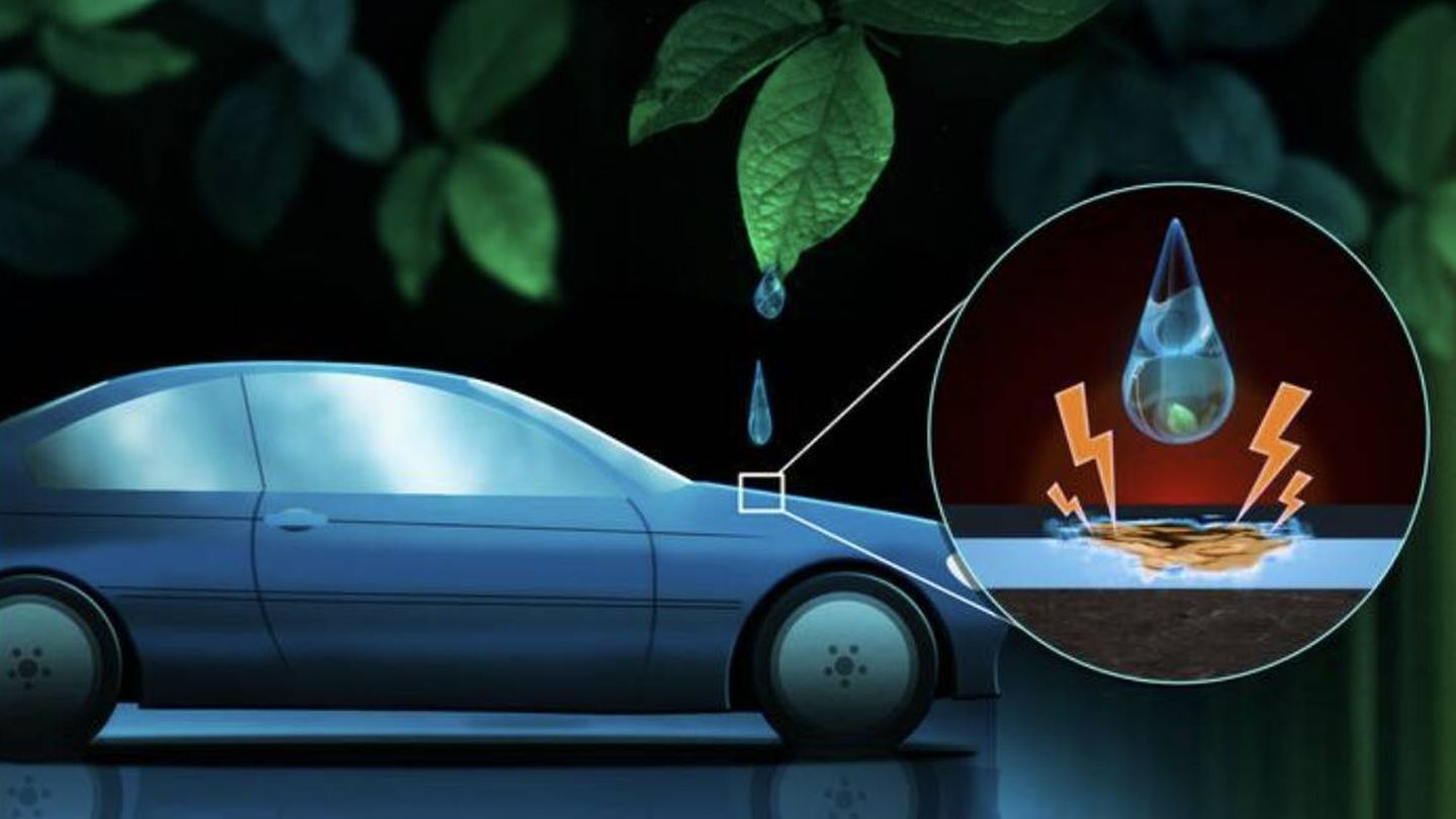 Las gotas pueden cargarse eléctricamente al deslizarse sobre las superficies. Si luego caen sobre un recubrimiento, como el de un automóvil, este puede corroerse (Katharina Maisenbacher/MPI)