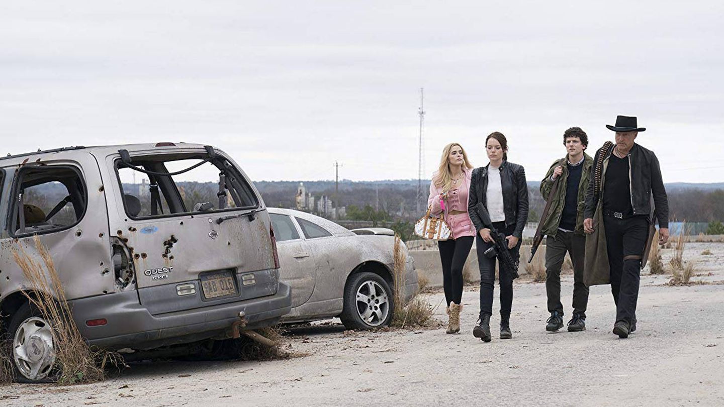 Vuelven a Zombieland Abigail Breslin, Emma Stone, Jesse Eisenberg y Woody Harrelson. (Sony) 