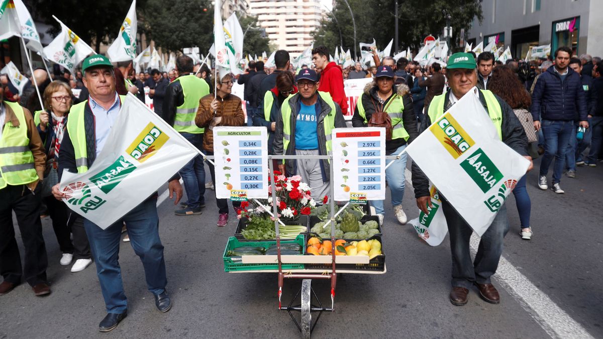 Cientos de agricultores y tractores marchan en Murcia y Mérida y exigen precios "justos"