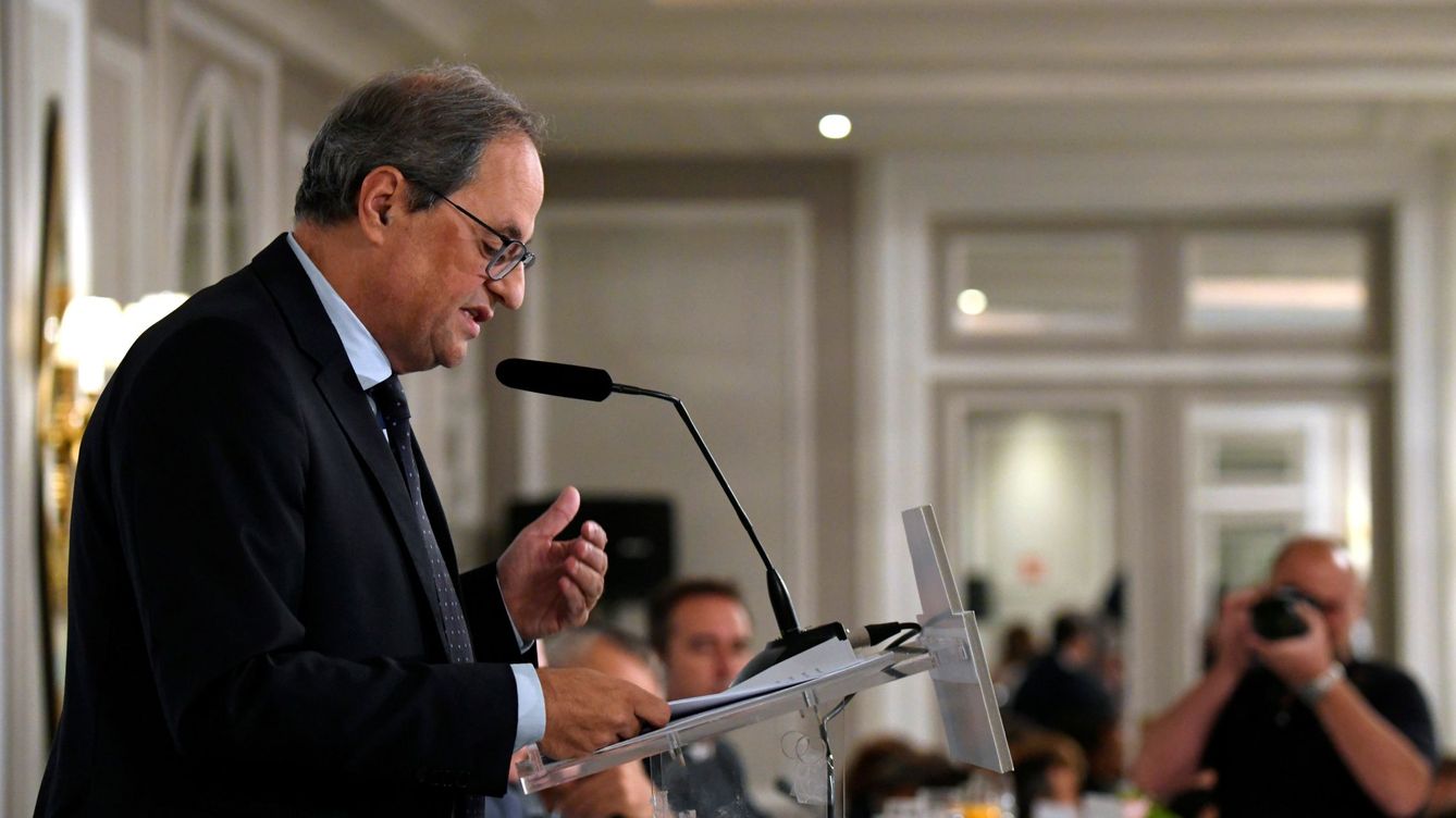 Foto: El presidente de la Generalitat, Quim Torra, esta mañana en Madrid. (EFE)
