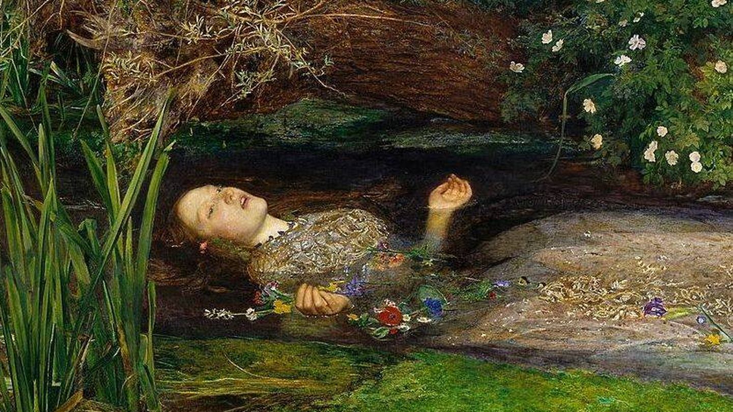 La pobre Lizzie, posando para Millais como Ofelia.