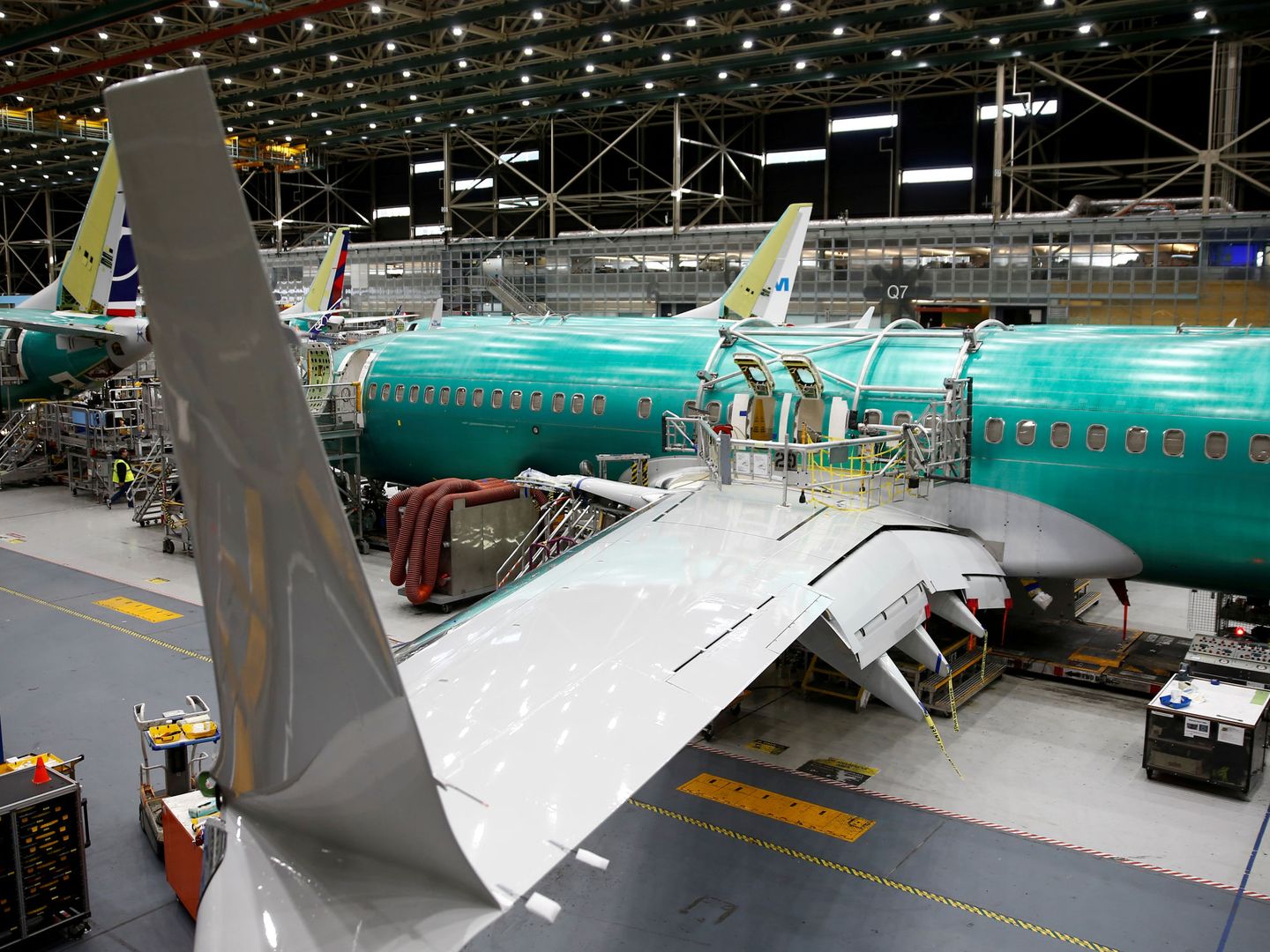 FILE PHOTO: A 737 Max aircraft is pictured at the Boeing factory in Renton, Washington, U.S., March 27, 2019.  REUTERS Lindsey Wasson File Photo