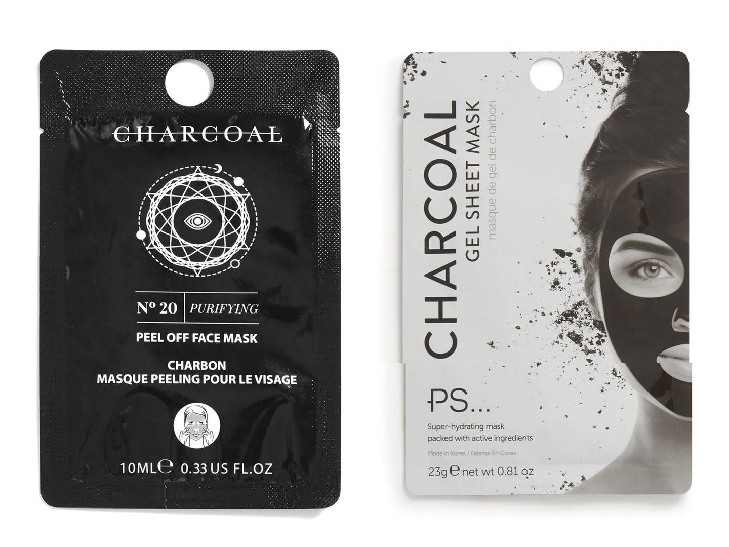 Mascarillas charcoal de Primark (1,5 € y 3 €, respectivamente).