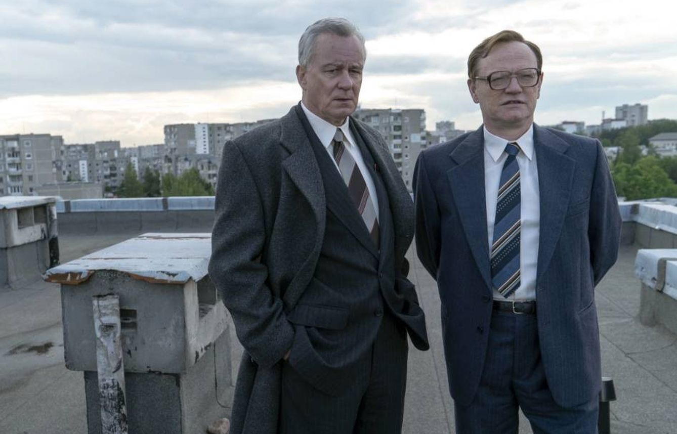 Stellan Skarsgård y Jared Harris, en 'Chernobyl'. (Liam Daniel/HBO)