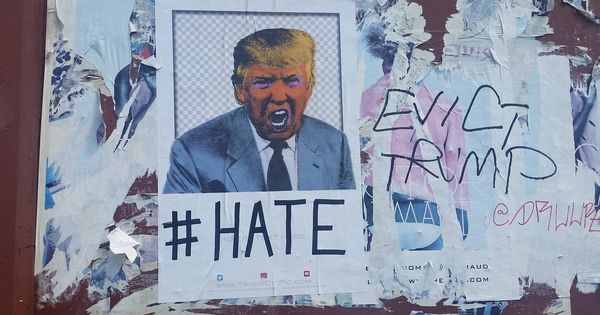 Foto: Un cartel anti-Trump justo antes de las elecciones presidenciales de 2017. (iStock)