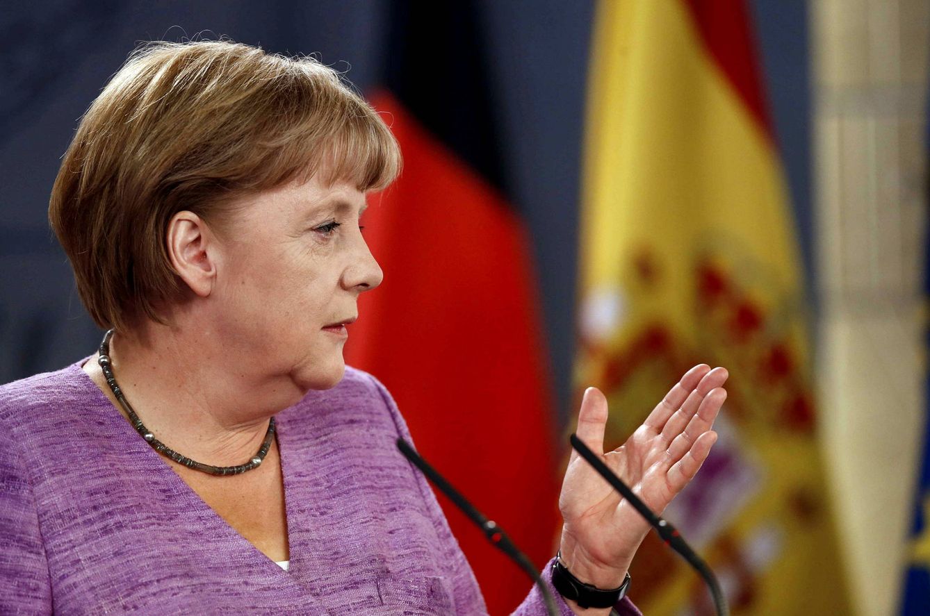 Angela Merkel, durante una rueda de prensa conjunta con Rajoy en La Moncloa (EFE)