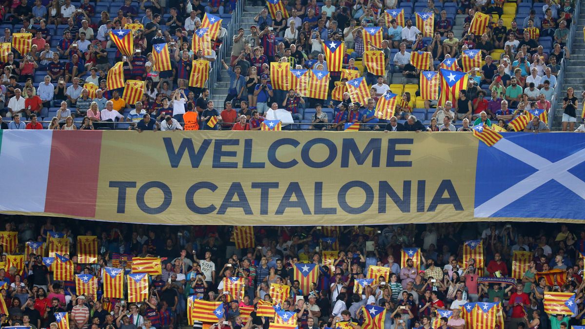 Invasión de esteladas en el Camp Nou: otro pulso independentista a la UEFA