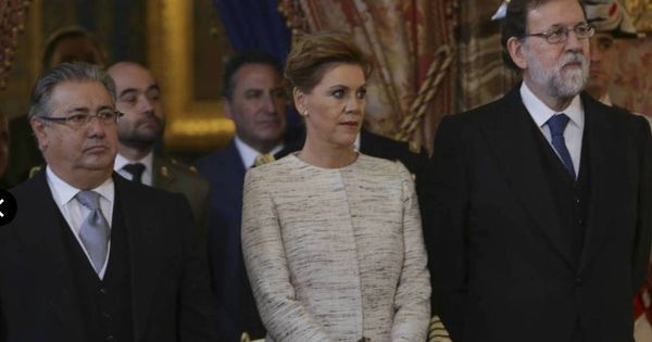 Foto: El ministro del Interior, Juan Antonio Zoido; la titular de Defensa, María Dolores de Cospedal; y  Mariano Rajoy. (EC)