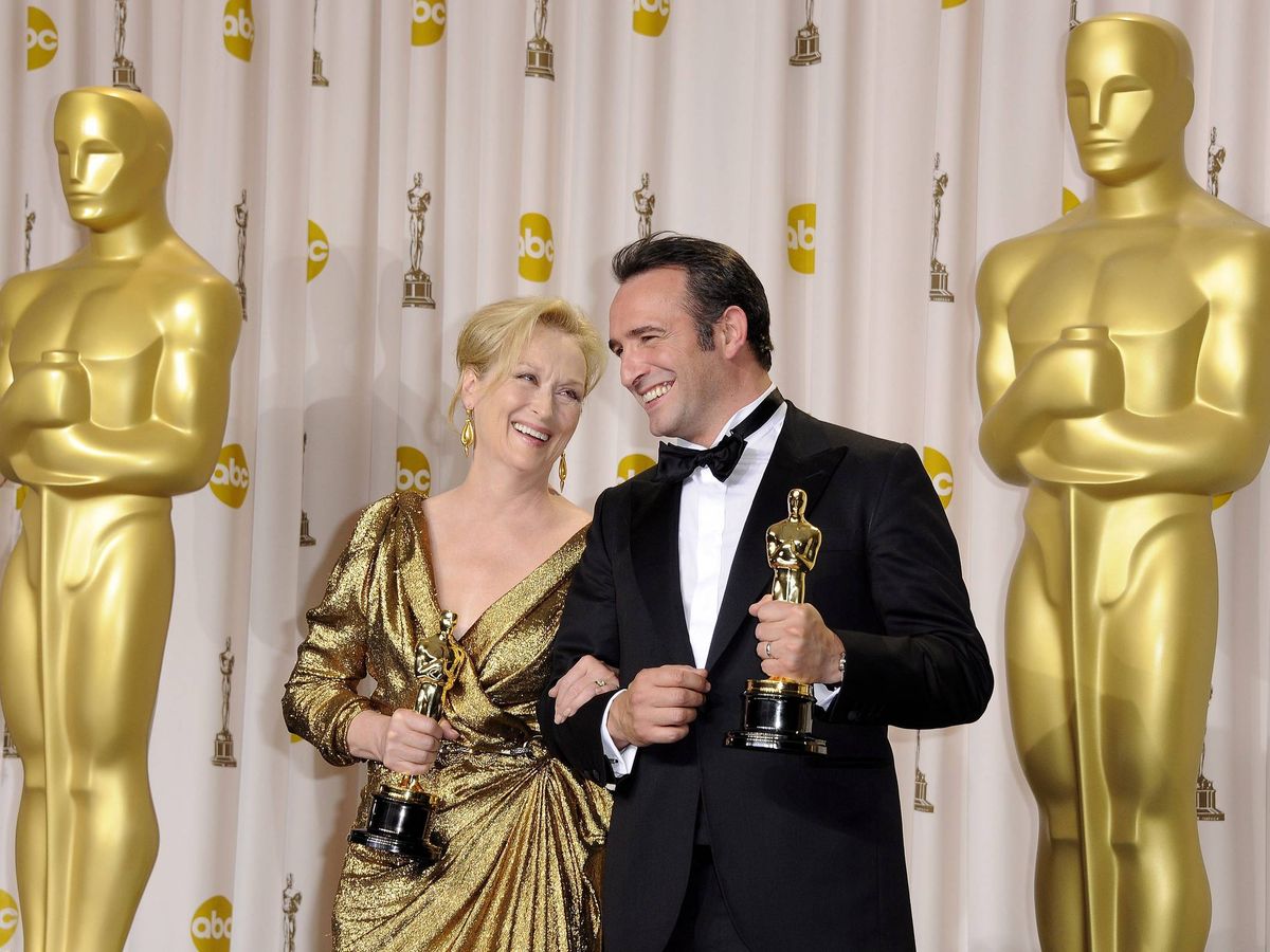 Foto: Meryl Streep y Jean Dujardin, ganadores de la 84ª edición de los Premios Oscar (EFE)