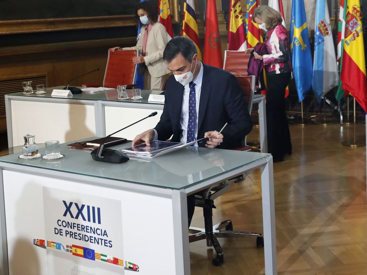 Foto: El presidente del Gobierno, Pedro Sánchez, durante la Conferencia de Presidentes celebrada este lunes. (EFE)