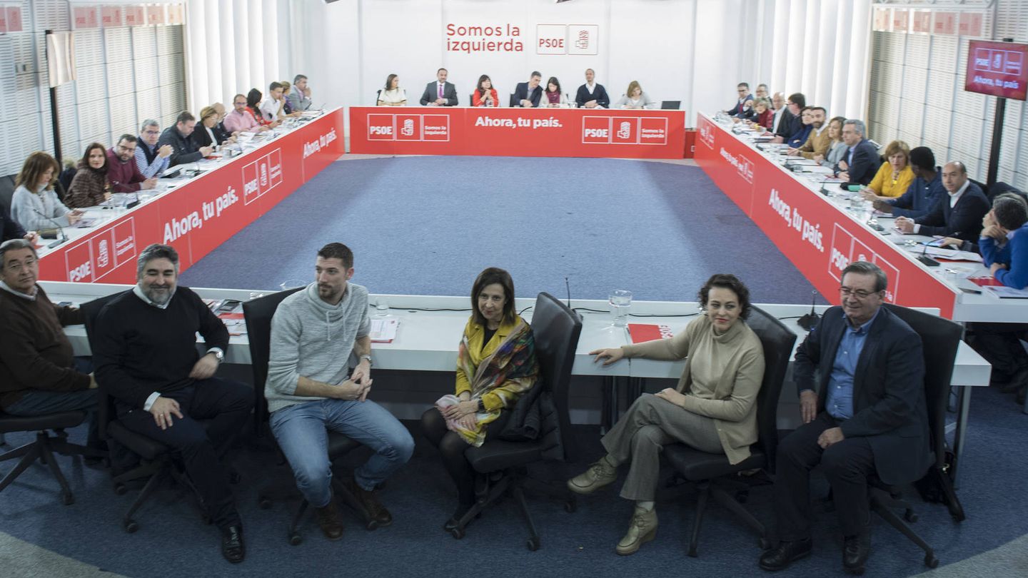 Reunión del plenario de la ejecutiva federal del PSOE, este 12 de febrero en la sala Ramón Rubial de Ferraz. (Borja Puig | PSOE)