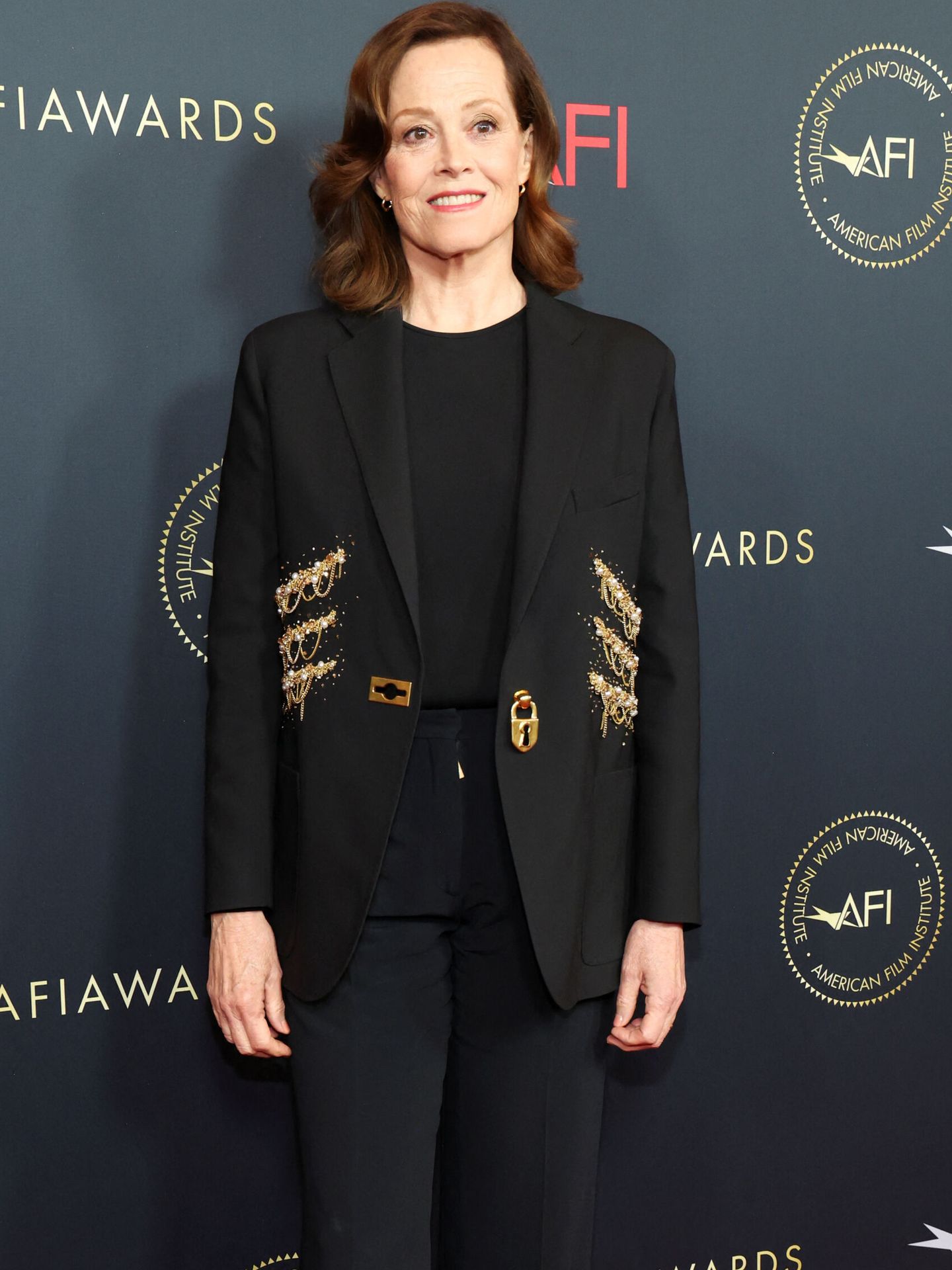Sigourney Weaver posa en los premios AFI, del Instituto Americano de Cine, en 2023. (Reuters/Mario Anzuoni)