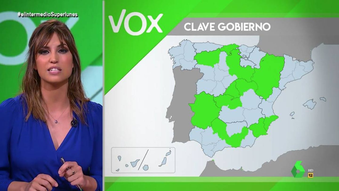 Sandra Sabatés, analizando los datos de Vox. (Atresmedia)