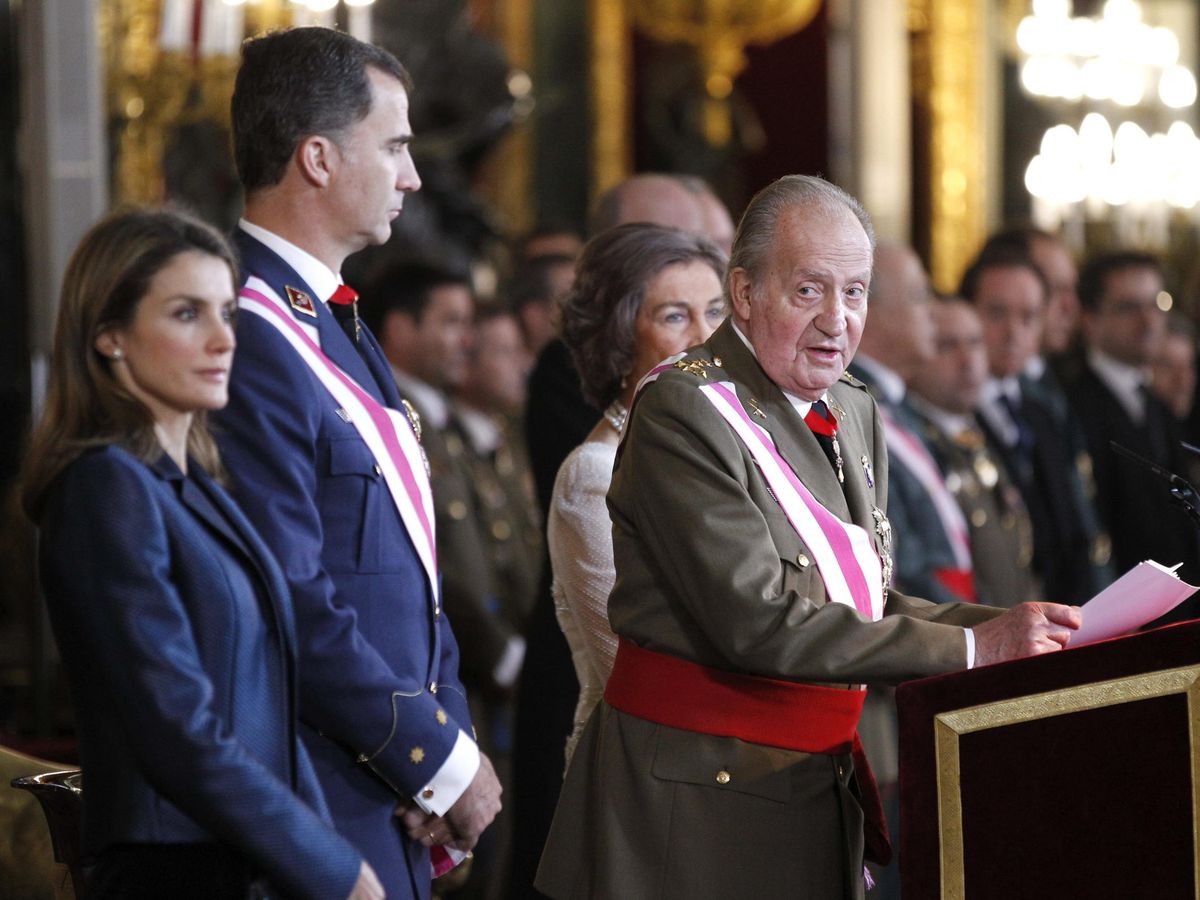 Foto: El rey Juan Carlos durante el discurso de la Pascua Militar de 2014, el mismo año en que abdicó. (EFE)