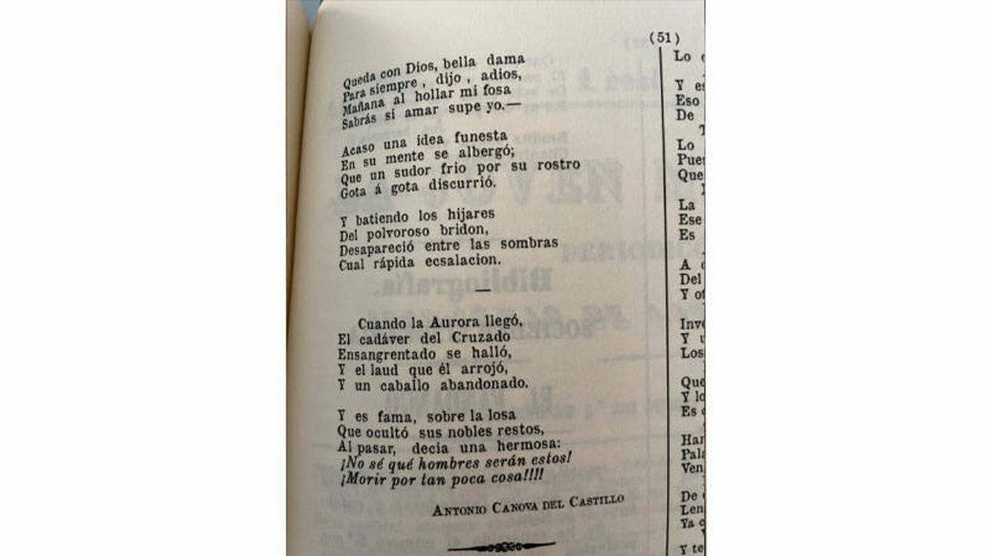 Reproducción de un poema firmado por Cánovas del Castillo en 'La Joven Málaga'. (A. R.)