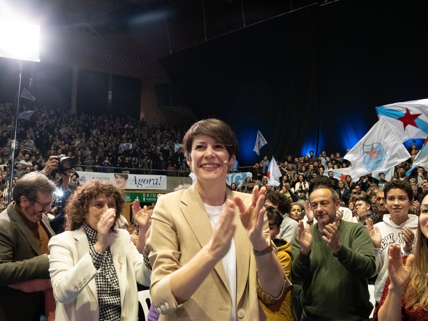 Ana Pontón durante el cierre de la campaña electoral. (Europa Press/César Arxina)