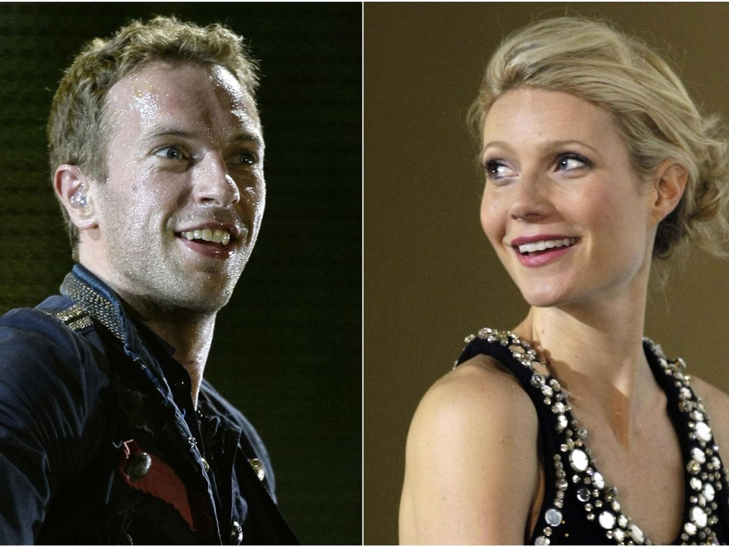 Chris Martin y Gwyneth Paltrow, en dos fotos de archivo. (REUTERS)