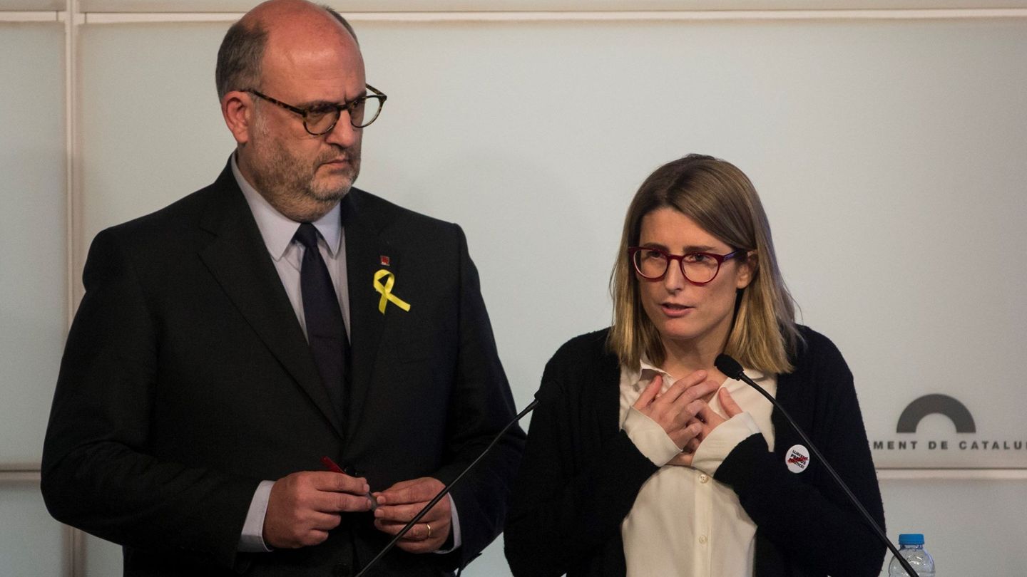 Los portavoces de Junts per Catalunya, Elsa Artadi y Eduard Pujol. (EFE)