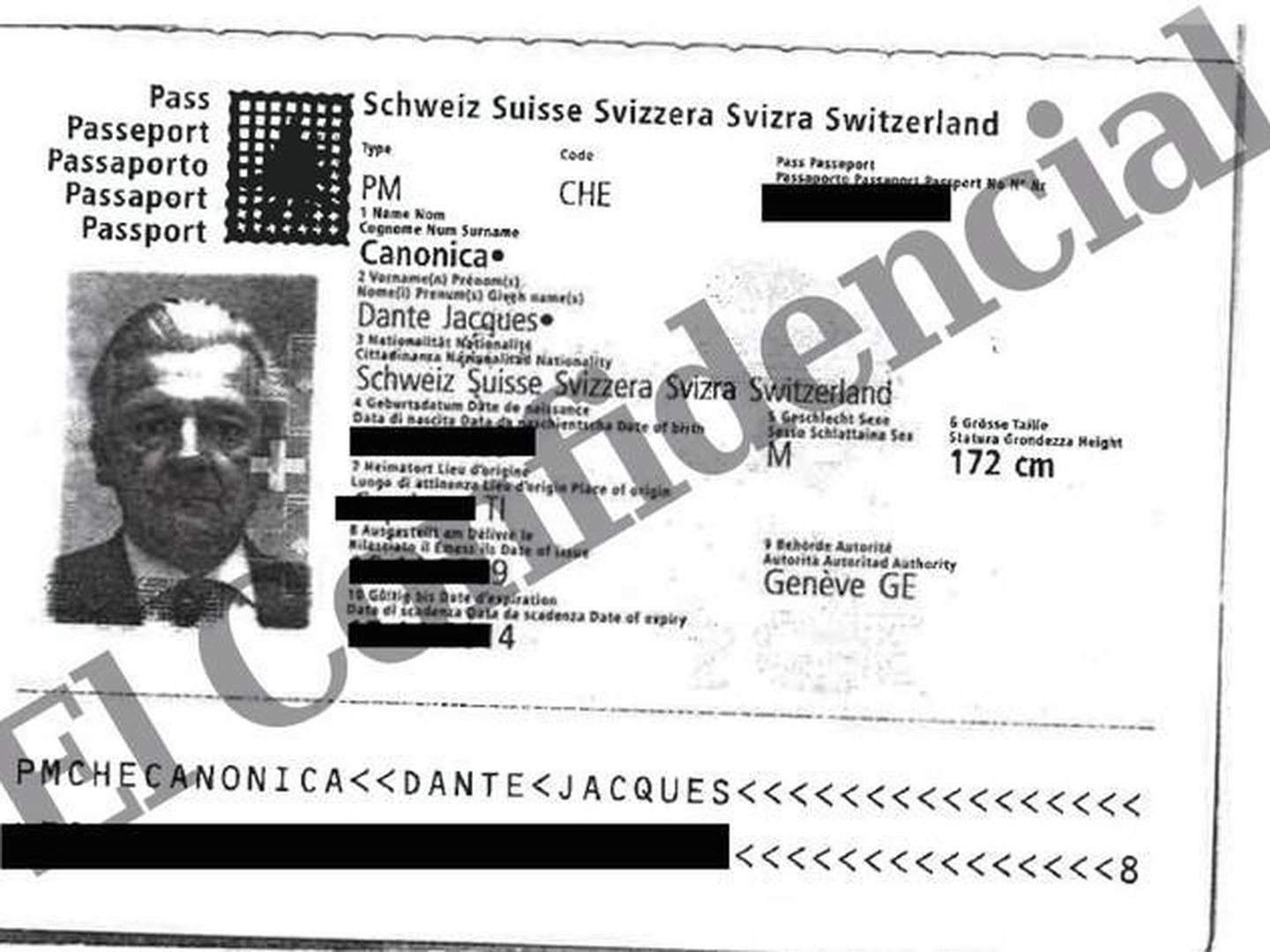 Pasaporte de Dante Canonica, presunto testaferro del rey Juan Carlos.