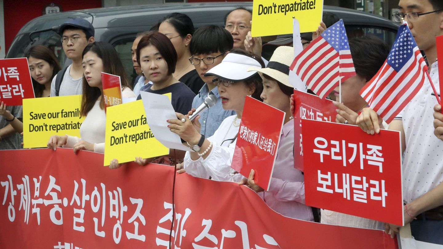 Protesta de desertores norcoreanos en Seúl (Yonhap/EFE)