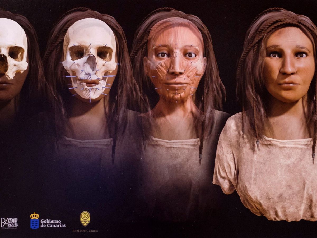 Foto: El rostro de una aborigen canaria del siglo VI a partir de restos óseos encontrados (EFE)