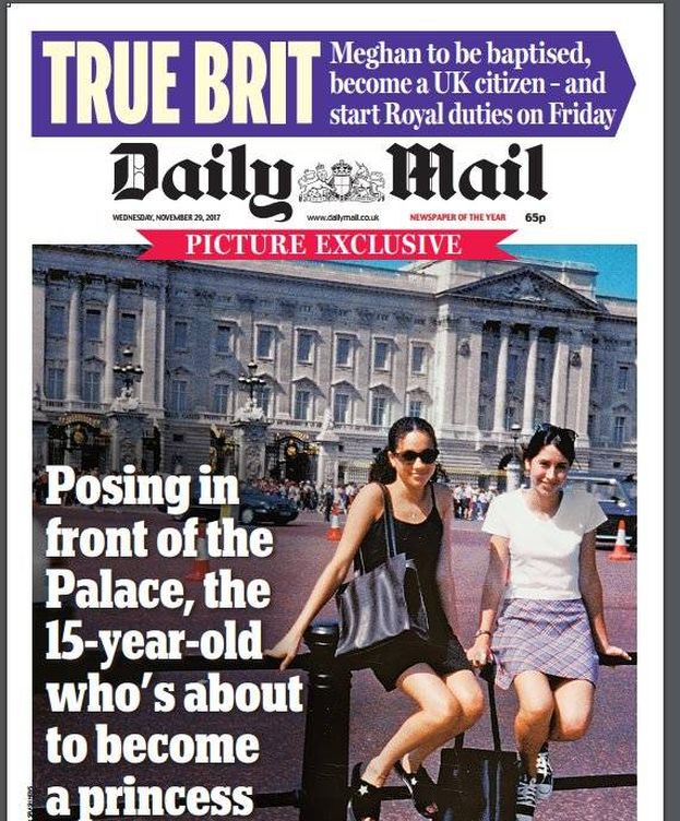 Foto: Portada de 'Daily Mail' con Meghan posando en Buckingham. 