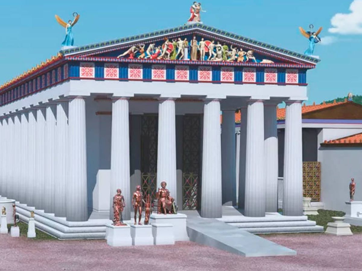 Foto: Reconstrucción del Templo de Asklepios, del siglo IV a.C. (© 2019 J. Goodinson; scientific advisor J. Svolos; vía Cambridge.org)