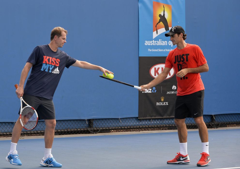 Foto: Stefan Edberg junto a Roger Federer en este Abierto de Australia.