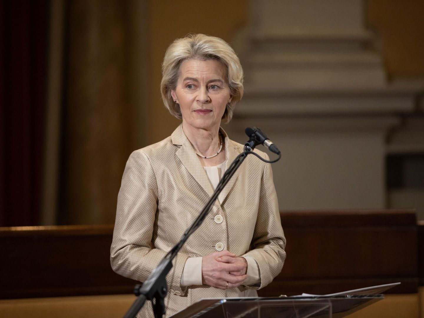Ursula Von der Leyen, presidenta de la Comisión Europea, en Italia. (EFE)