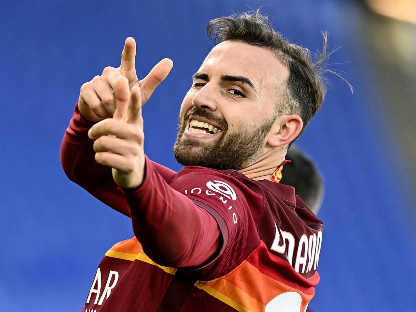Borja Mayoral celebra un gol en un partido de la Roma. (Efe)