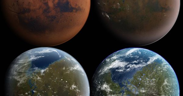 Foto: La hipotética terratransformación de Marte. (Wikipedia)