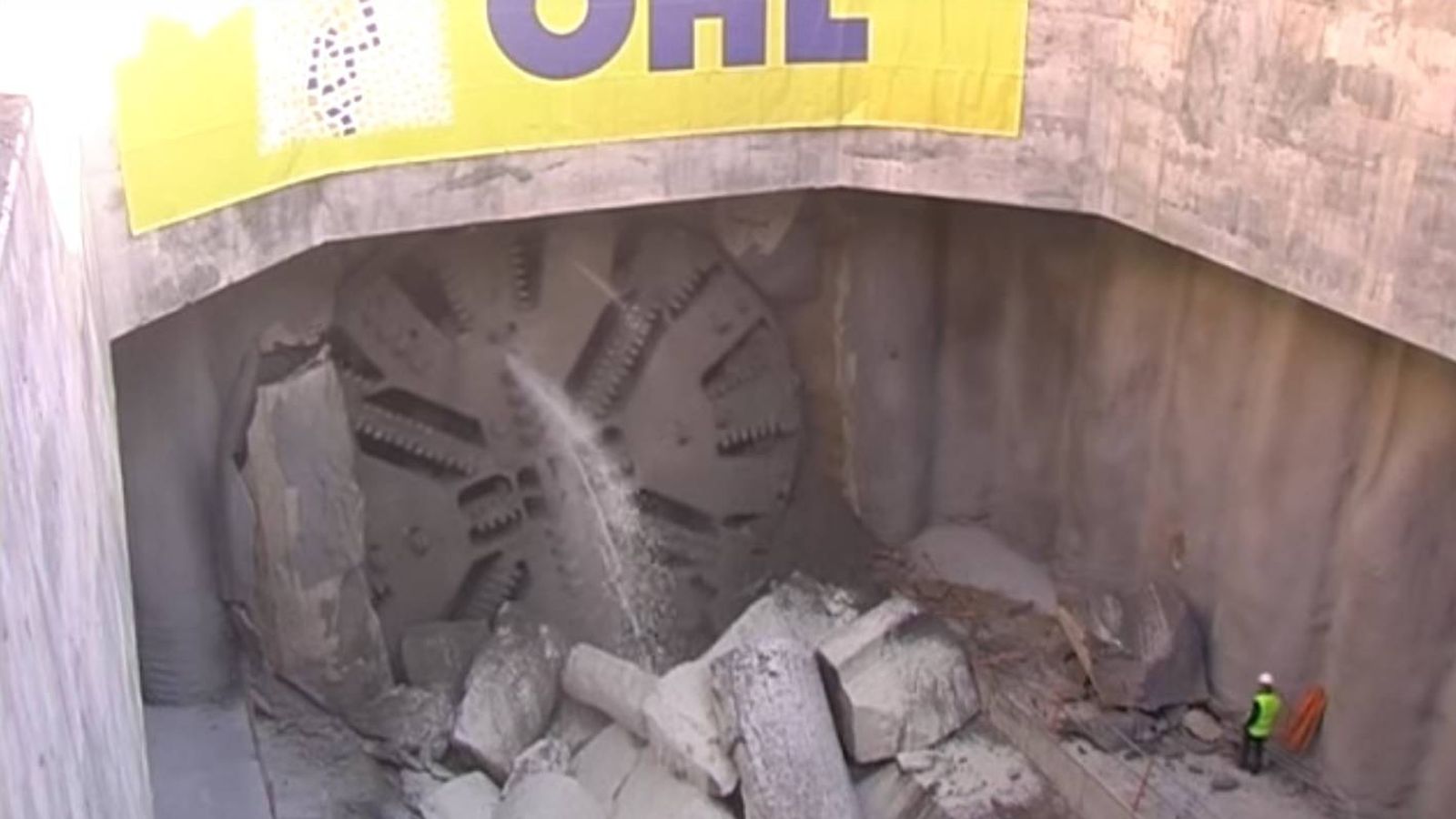 Foto: La tuneladora trabajando en el túnel de Cercanías de Móstoles y Navalcarnero.