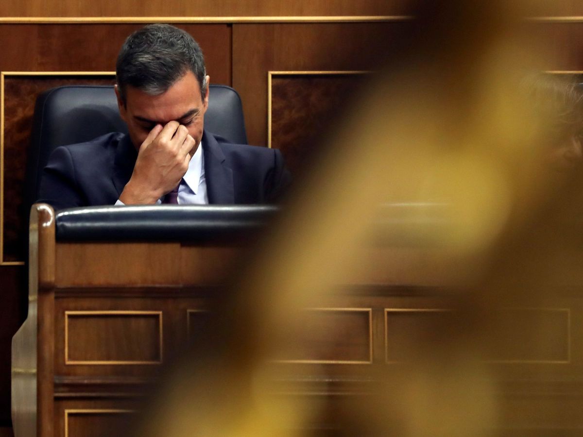 Foto: Pedro Sánchez, en su escaño en el Congreso de los Diputados. (EFE)