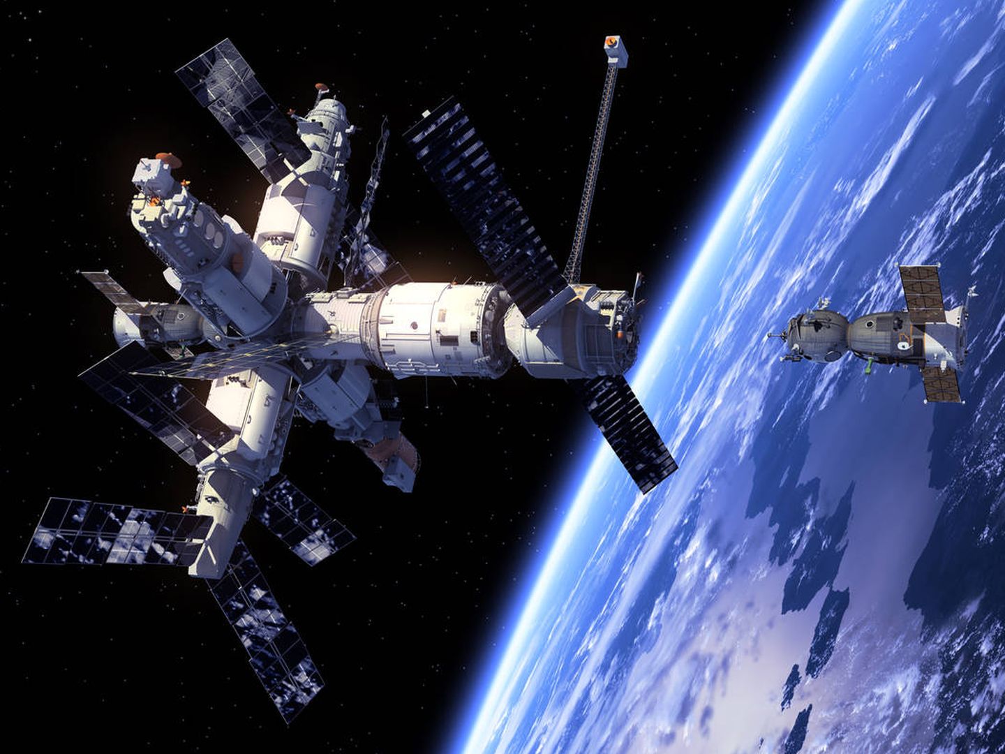La ISS y la nave rusa Soyuz (NASA)