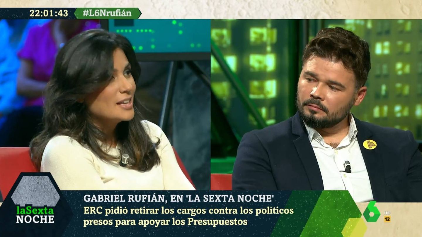 Llapart preguntando a Rufián en 'La Sexta noche'. (Atresmedia).