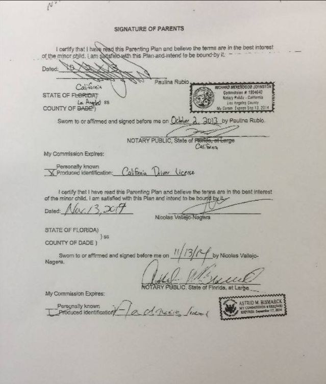 Firma del convenio parental entre Paulina Rubio y Nicolás Vallejo-Nágera para la custodia de su hijo Andrea