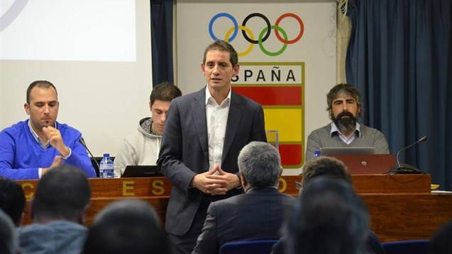 David Cabello, durante una Asamblea de la Federación Española de Bádminton (FESBA)