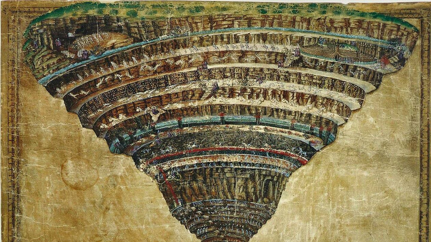 El infierno de Dante según Sandro Boticcelli.