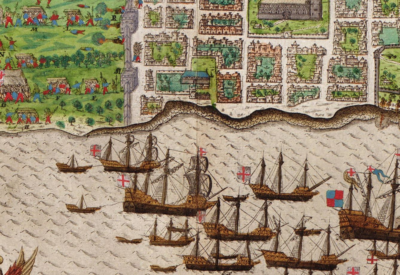 La flota de Drake en Santo Domingo en 1585.