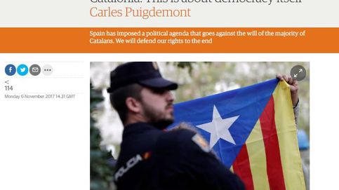 Puigdemont censura en 'The Guardian' la brutal ofensiva judicial de España