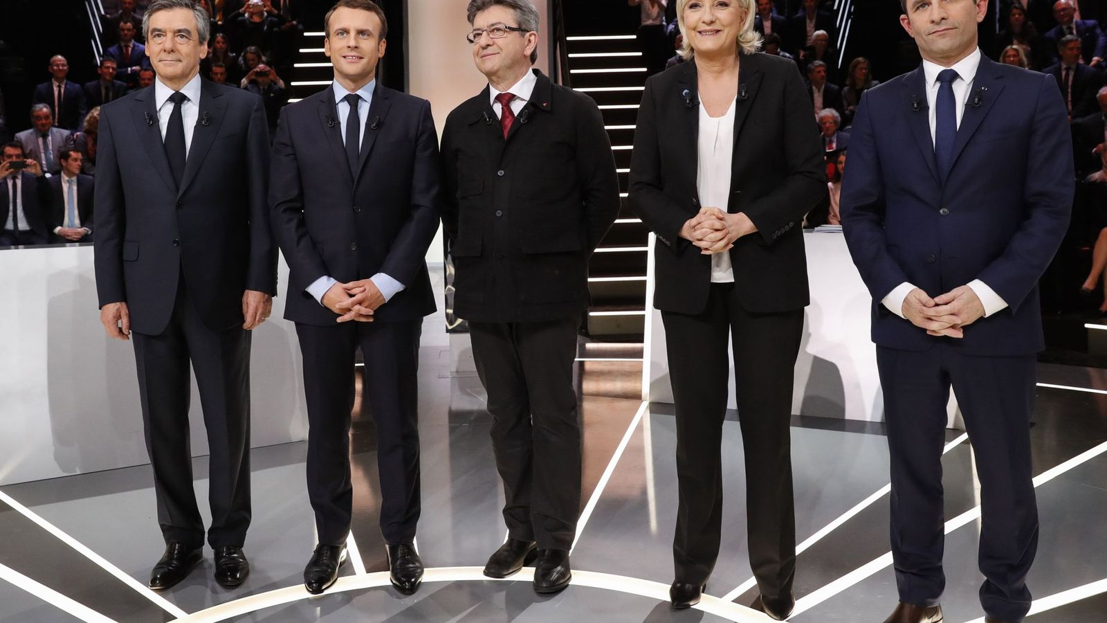 Foto: Los candidatos presidenciales de Francia, por el partido de la derecha LR, Francois Fillon; del movimiento "En Marche!", Emmanuel Macron; de la coalición de extrema izquierda "La France insoumise", Jean-Luc Melenchon; por el partido d