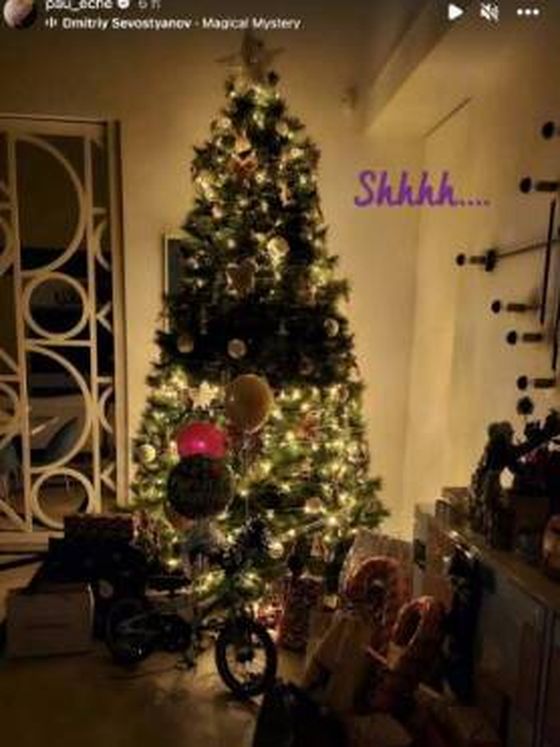 El árbol de Navidad con los regalos, en casa de Paula Echevarría. (IG)