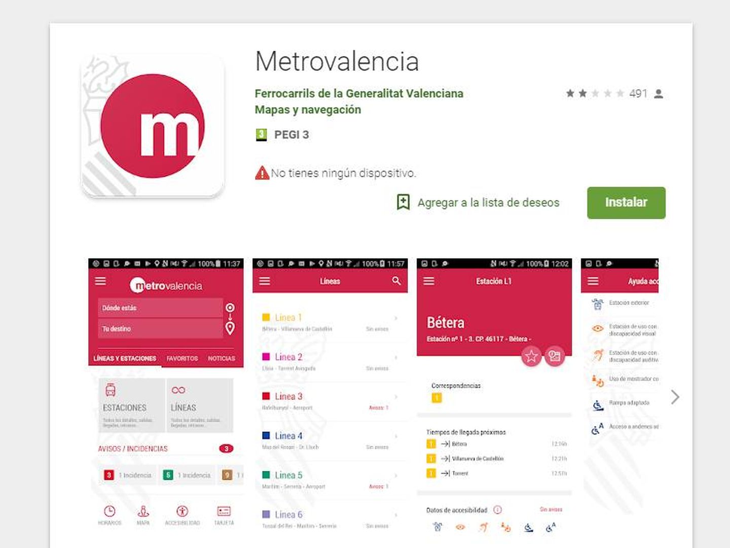 App de Metrovalencia en Google Play