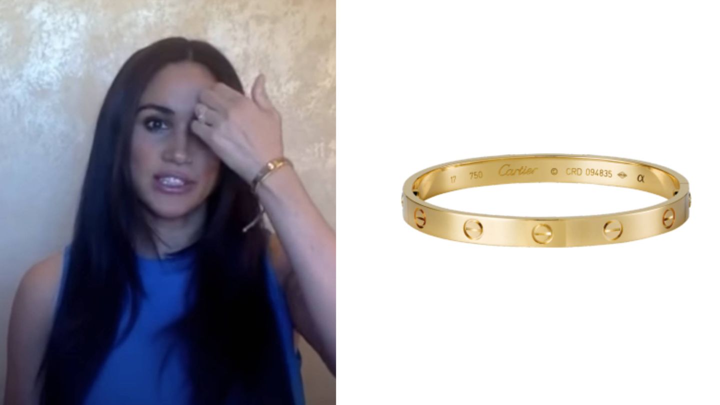 La pulsera de Cartier que lleva Meghan en el vídeo. (Cortesía)