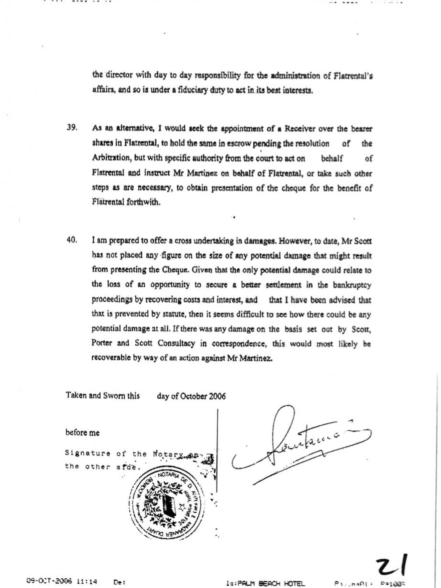 La firma de George Santamaría, en uno de los documentos de Paradise Papers. 