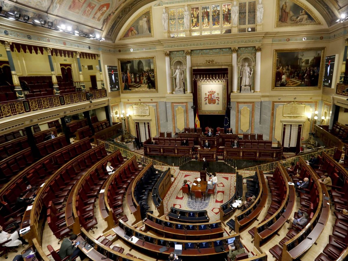 Foto: El Congreso de los Diputados, en una sesión durante el estado de alarma. (EFE)