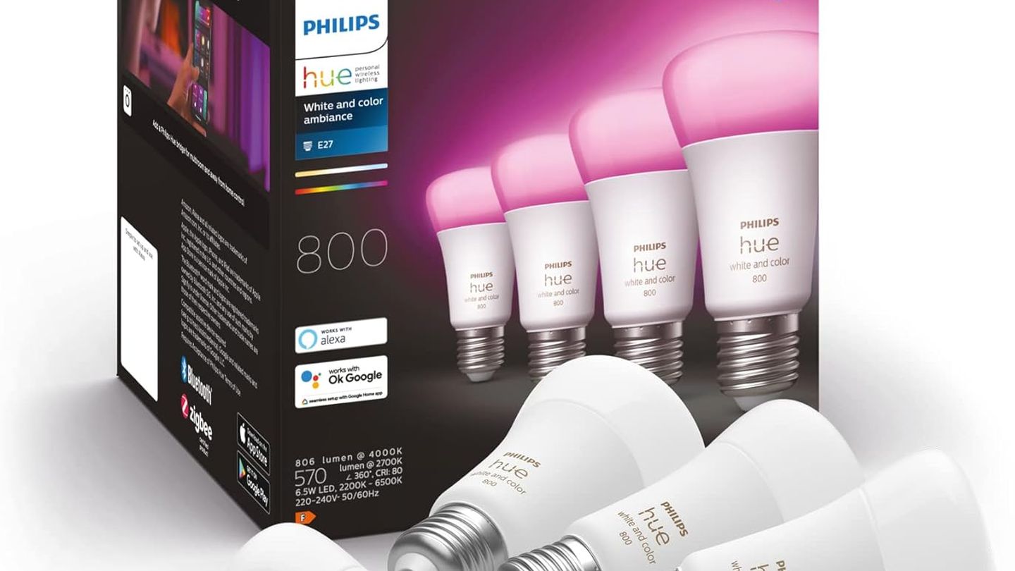 Pack de 4 bombillas de Philips Hue con un 40% de descuento