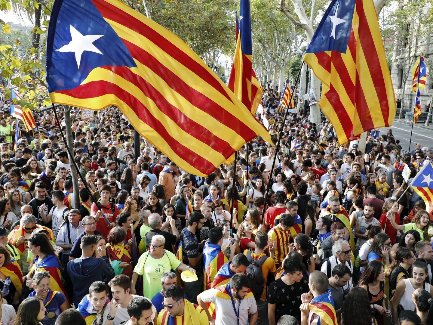 Concentración llevada a cabo frente al Palacio de Justicia de Barcelona. (EFE)